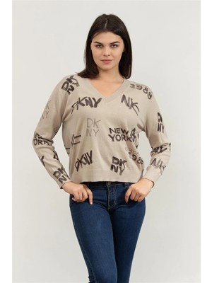 Dkny Kadın V Yaka T-Shirt Çok Renkli