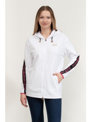 Ea7 Kadın Bisiklet Yaka Sweatshirt Beyaz