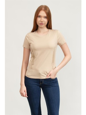 Ea7 Kadın Bisiklet Yaka T-Shirt Gri