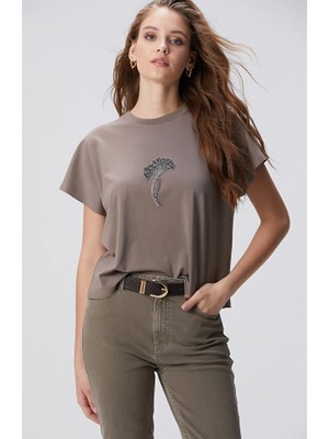 Network Vizon Çiçek Taş Işlemeli T-Shirt