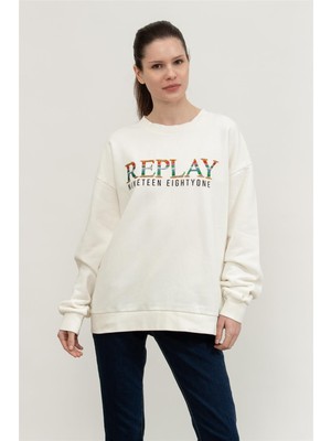 Replay Over Kadın Bisiklet Yaka Sweatshirt Sarı