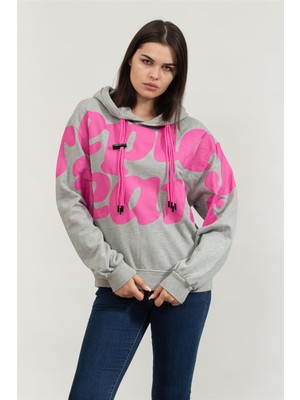 Replay Over Kadın Kapüşonlu Sweatshirt Gri