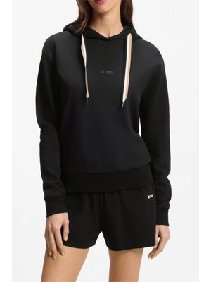 Boss Cp Stripe Hoodie Kadın Kapüşonlu Sweatshirt Siyah