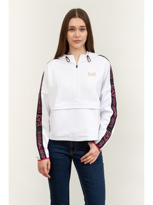 Ea7 Kadın Bisiklet Yaka Sweatshirt Beyaz