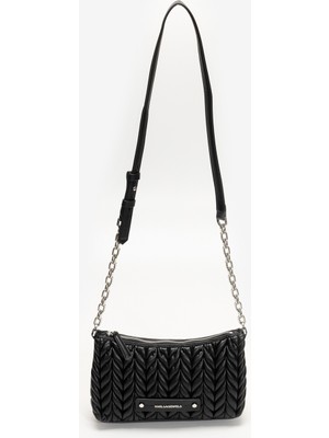 Karl Lagerfeld K/weave Sm Zip Crossbody Kadın Mini Omuz Çantası Siyah