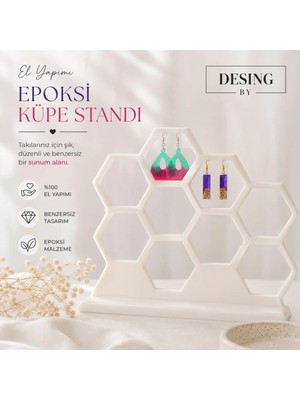 Maison Luré El Yapımı Epoksi Küpe Standı, Petek Tasarımlı Takı Düzenleyici Makyaj & Takı Organizeri