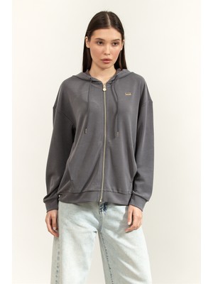 Ea7 Kadın Kapüşonlu Sweatshirt Gri