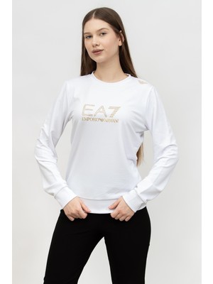 Ea7 Kadın Bisiklet Yaka Sweatshirt Beyaz