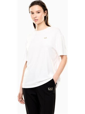 Ea7 Kadın Bisiklet Yaka T-Shirt Beyaz