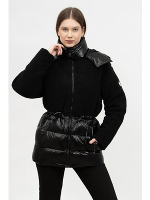 Karl Lagerfeld Shearling Kadın Mont Siyah