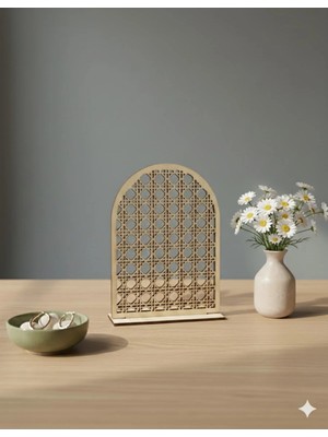 Maison Luré Ahşap Hasır Görünümlü Takı Askısı ve Düzenleyici, 20X25 cm Makyaj & Takı Organizeri