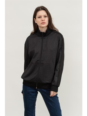 Replay Regular Kadın Fermuarlı Sweatshirt Siyah