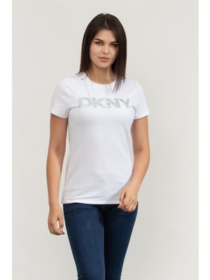 Dkny Kadın Bisiklet Yaka T-Shirt Beyaz