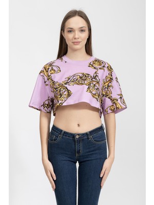 Versace Jeans Couture Kadın Bisiklet Yaka T-Shirt Çok Renkli