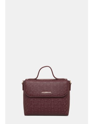 Vakko Bordo Monogram Çanta