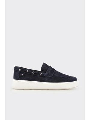 Elle Lacivert Deri Erkek Günlük Loafer