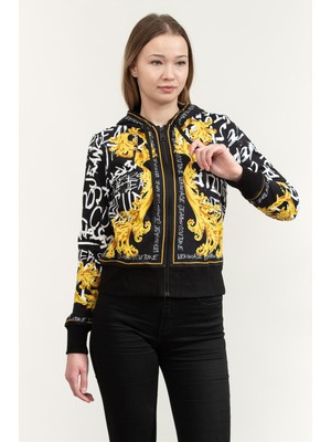Versace Jeans Couture Kadın Fermuarlı Sweatshirt Siyah
