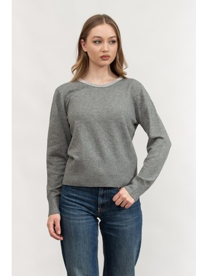 Dkny Kadın Bisiklet Yaka Sweatshirt Gri