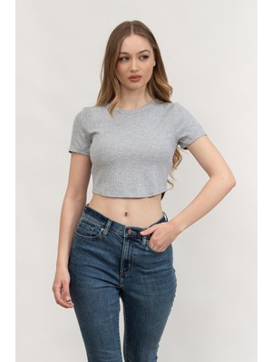 Dkny Kadın Bisiklet Yaka T-Shirt Gri