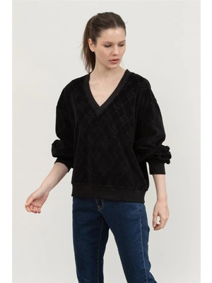 Replay Regular Kadın Bisiklet Yaka Sweatshirt Siyah