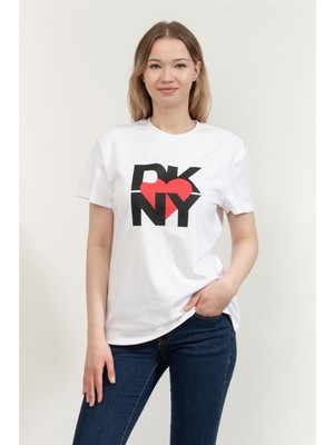 Dkny Kadın Bisiklet Yaka T-Shirt Beyaz