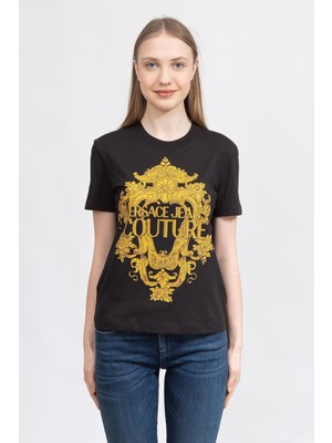 Versace Jeans Couture Kadın Bisiklet Yaka T-Shirt Siyah
