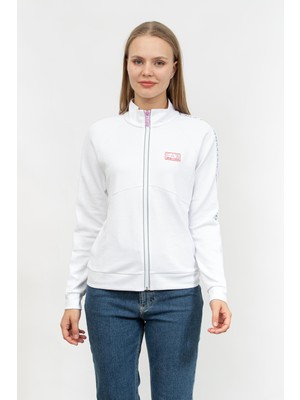 Ea7 Kadın Fermuarlı Sweatshirt Beyaz