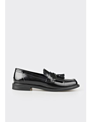 Elle Siyah Deri Kadın Günlük Loafer