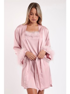 Admas Marabu Luxe Kadın Sabahlık Pembe