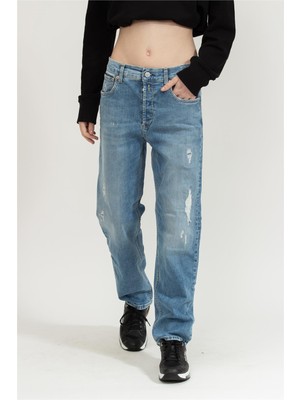 Replay Kiley High Waist Tapered Leg Kadın Jean Pantolon Mavi