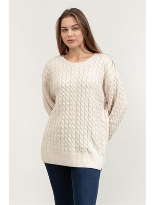 Dkny Cozy Cable Women's Knitwear Sand Beige