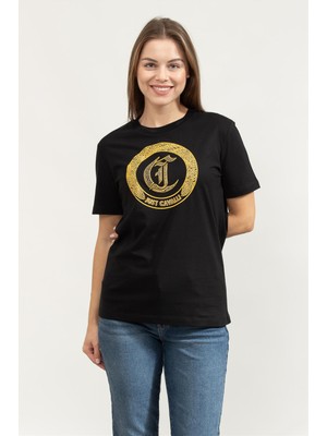 Just Cavallı Just Cavalli Kadın Bisiklet Yaka T-Shirt Siyah