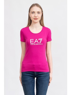 Ea7 Kadın Bisiklet Yaka T-Shirt Fuşya