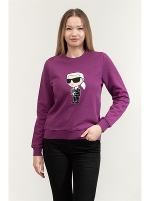 Karl Lagerfeld Ikonik Kadın Bisiklet Yaka Sweatshirt Mor
