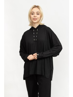 Boss Kadın Kapüşonlu Sweatshirt Siyah