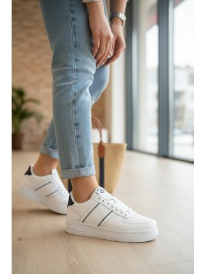 Enoch Yan Çizgili Kalın Tabanlı Bağcıklı Kadın Sneaker