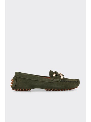 Elle Khaki Leather Women's Casual Shoes