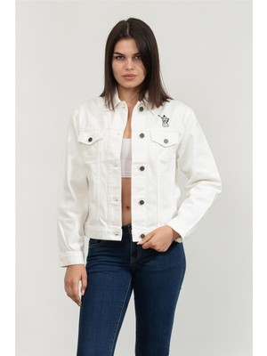Karl Lagerfeld Kadın Kot Mont Beyaz