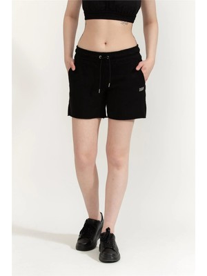 Dkny Metallic Logo Kadın Penye Şort Siyah