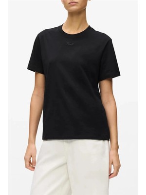 Karl Lagerfeld Essential Regular T-Shirt Kadın Bisiklet Yaka T-Shirt Siyah