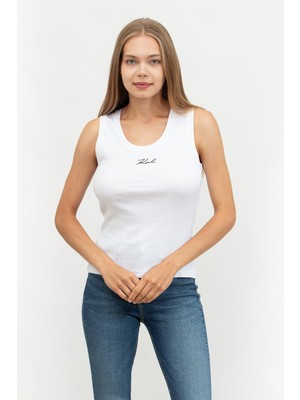 Karl Lagerfeld Kadın Askılı T-Shirt Beyaz