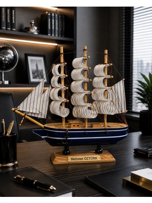Marsilyan Kişiye Özel Ahşap Dekoratif  Yelkenli Gemi Maketi 24 x 24 CM – Premium Hediyelik  529