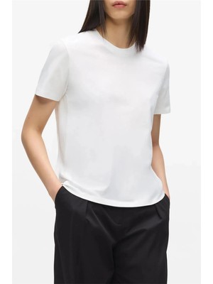 Karl Lagerfeld Essential Regular T-Shirt Kadın Bisiklet Yaka T-Shirt Beyaz