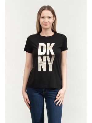 Dkny Kadın Bisiklet Yaka T-Shirt Siyah