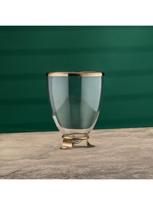 Cornella Line Dekoratif Cam Vazo Gold Büyük Ağız:20 cm x Boy:25 cm