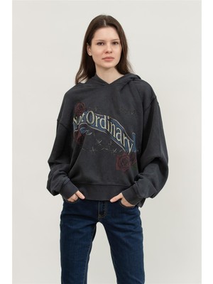 Replay Regular Kadın Kapüşonlu Sweatshirt Siyah