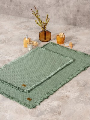 Cotton Box Bath Rug Set Yeşil 75X125 60X90
