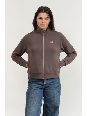 Ea7 Kadın Fermuarlı Sweatshirt Kahverengi