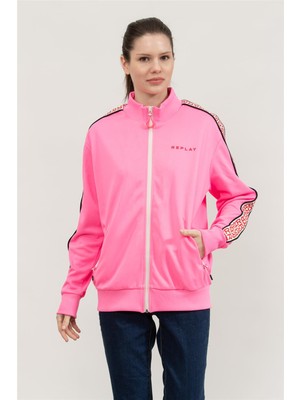 Replay Regular Kadın Fermuarlı Sweatshirt Pembe