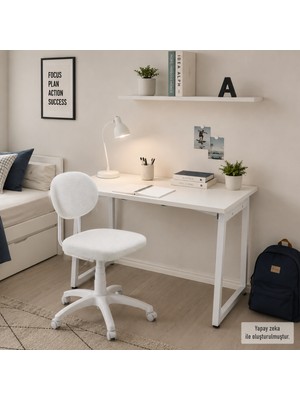 Vilinze Biga Çalışma Ofis Masası ve Deniz Çalışma Ofis Sandalyesi Set - 60X90 cm